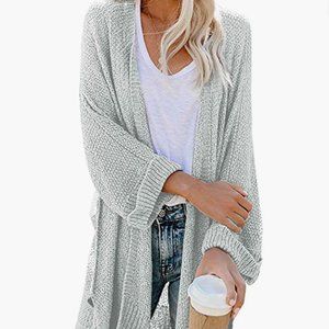 3/4 Quarter Sleeve Knit Kimono Cardigan with Pockets
